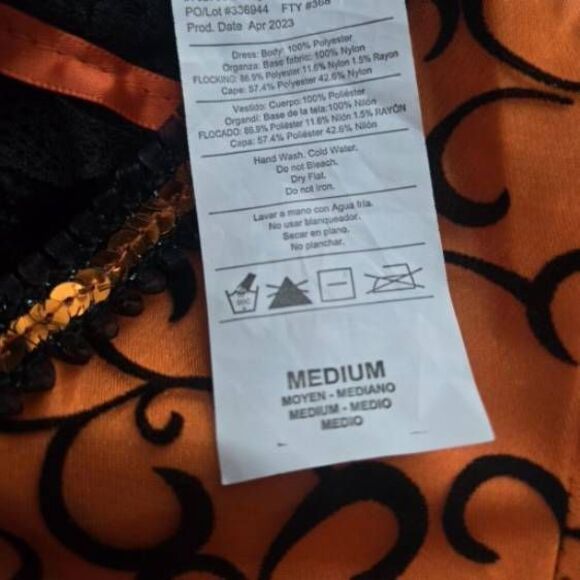 Girls Orange Witch Costume black beautiful dress size girls medium - Picture 5 of 9